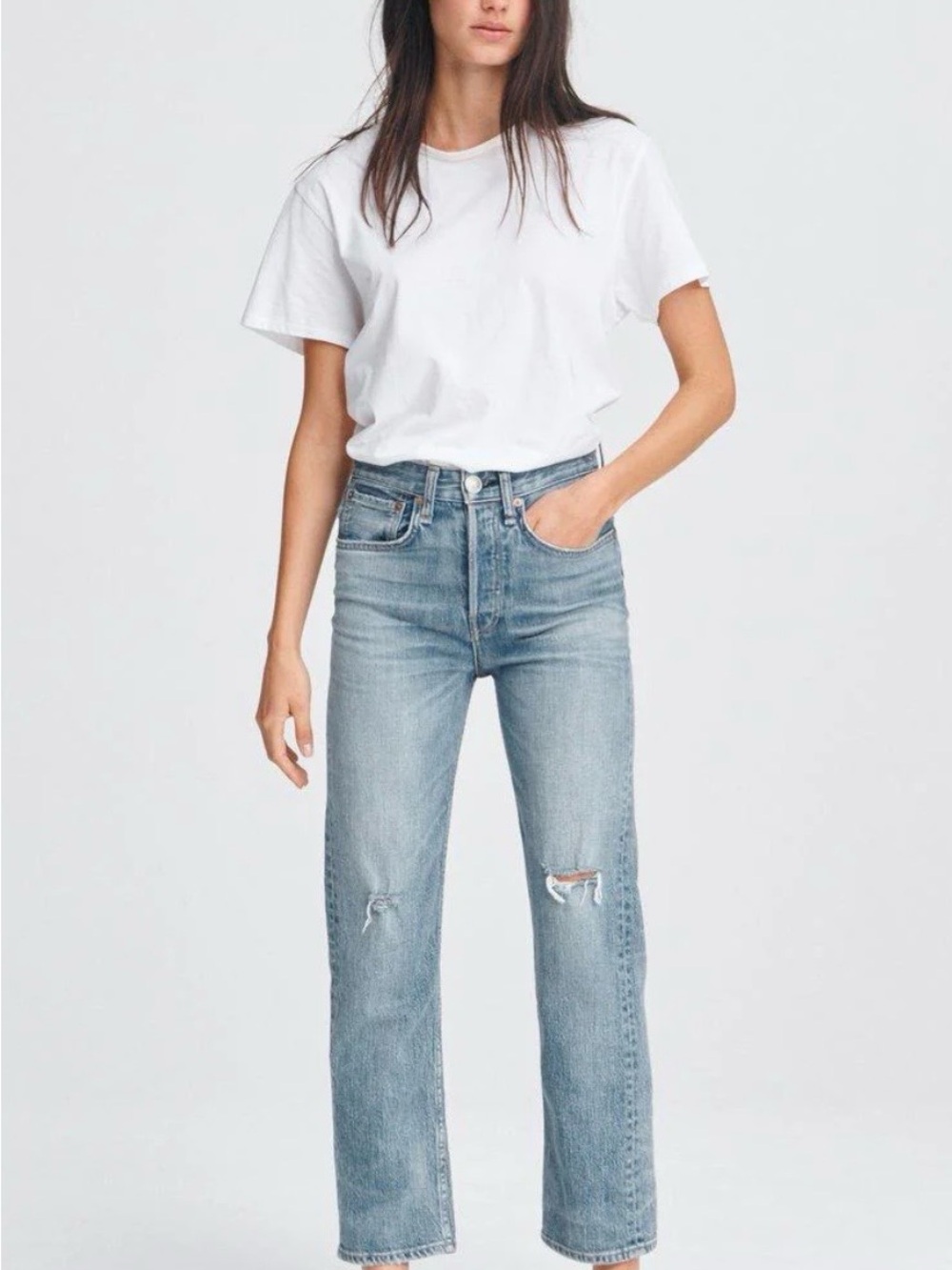 rag & bone Light Blue Straight Leg High-Rise Jeans